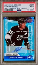 SP POP 1 No 10 PSA 9 RC Quinton Byfield 2021 Upper Deck Subzero Blue Rookie Auto