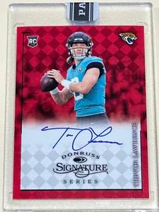 Panini Donruss Signature 2021 rojo cubierta Trevor Lawrence en tarjeta automática 18/25 RC - Imagen 1 de 11