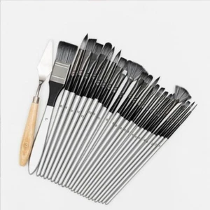 24Pcs Nylon Brush Artist Paint Brushes Art Set Acrylic Oil Watercolour Painting - Picture 1 of 9