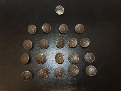 19 vintage button lot relief metal football player copper bronze tone 5/8" #47 - Image 1 of 4