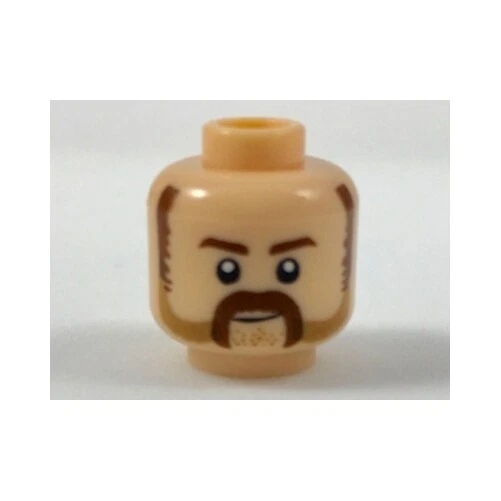 LEGO - Minifigura, Cabeza Marrón Oscuro Cejas, Patillas y Bigote - Carne Clara Foto 1 de 1