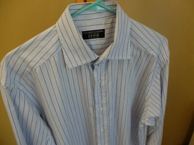 Camisa LUCIANO BARBERA, Rayas Azul, Azul Marino y Blanco, Cuello Extendido 16/41 EXCELENTE  Foto 1 de 4