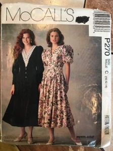 McCall's P270 Semi-Fitted Bodice V-Neck Dress 10-12-14 Partially Cut 7-526E - Picture 1 of 6