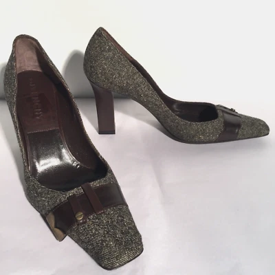 Nuevo GIVENCHY Marrón Tweed y Cuero Zapatos Tacones 37 Puntera Cuadrada SIN CAJA Italia Foto 1 de 4
