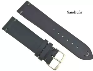 Vintagelook 22mm Uhrenarmband schwarz handgenäht, Made in Germany / 90 - Picture 1 of 4