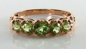 DIVINE 9K 9CT ROSE GOLD AAA PERIDOT ETERNITY ART DECO INS RING FREE RESIZE - Picture 1 of 6