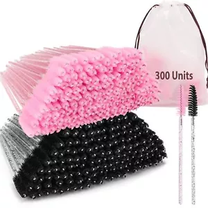 300 Pcs Disposable Mascara Wands Crystal Eyelash Brush Eyebrow Spoolies for E... - Picture 1 of 7