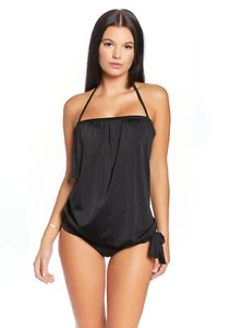 Z12129A-J-SW) BANDEAU DAMEN OVERSIZE TANKINI SET SCHWARZ MIT SLIP NEU GRÖSSE 38 - Bild 1 von 3