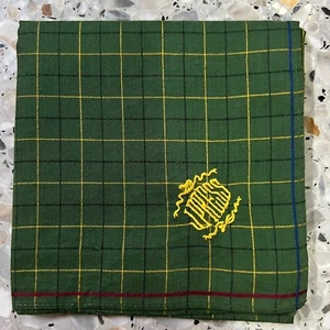 HERREN TASCHENTUCH KARIERT GRÜN & GELB KLASSISCH VINTAGE BAUMWOLLE EINSTECKTUCH KUNST 18" #JP12 - Bild 1 von 3