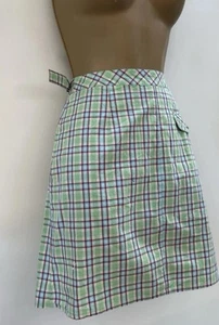 VTG Y2K Gap Skirt 32” Waist Mini Wrap Around Plaid Green Cotton Skirt - Picture 1 of 10