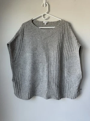 Pure Jill Sweater Womens M Large Gray Wool Linen Poncho Pullover Short Sleeves - Image 1 of 4