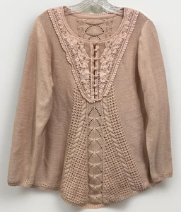 Roamans langärmliger Häkelpullover mit Spitze und Intarsien Damengröße 14  - Bild 1 von 9