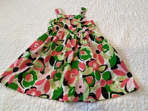 Gymboree Girl Floral Dress Sz 4 Pink Green Cotton Playdate Party Church Vacation - Picture 1 of 6