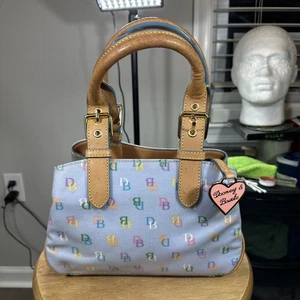 Dooney Bourke Vintage Black Multicolor Signature Rainbow Bag Satchel Y2K Carrie - Picture 1 of 12