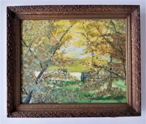 1974 vintage RITTENHOUSE SQUARE phila pa OIL ART PAINTING bobby schmidt original - Picture 1 of 5