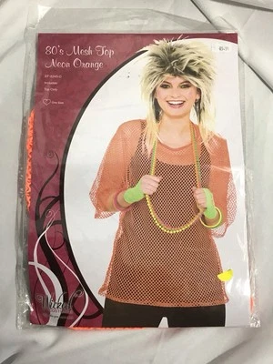 Nuevo - Mujer - Wicked - Top de malla años 80 - Naranja neón - Talla única Foto 1 de 4