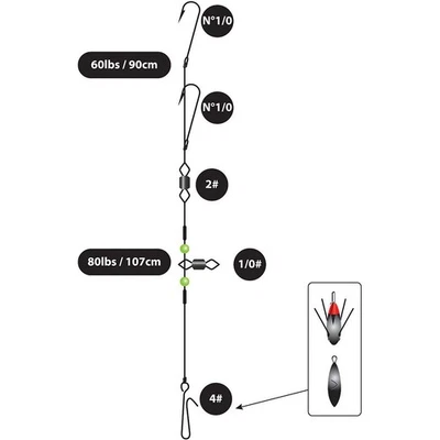 Greys Shore Pulley Pennel Rig Hook Size 1/0 - Image 1 of 2