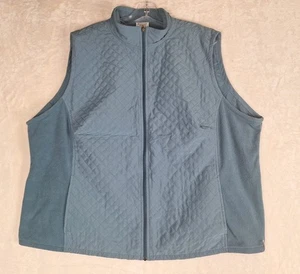 Columbia Women’s 3X Teal Full Zip Quilted Fleece Vest Fleece Sides Pockets NWT  - Picture 1 of 13