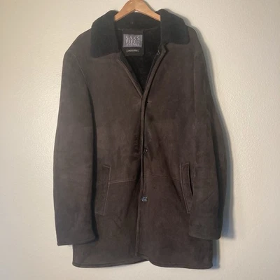 Abrigo de piel de oveja Saks Fifth Avenue de cuero genuino talla 54 Foto 1 de 4