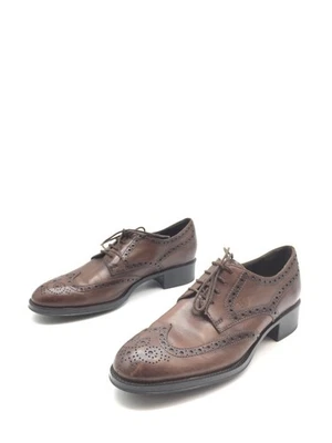 Tod's Wingtip Zapatos Derby De Cuero Marrón Para Mujer T.38 US.8 UK.5 - Imagen 1 de 4