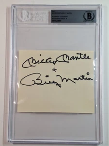 Mickey Mantle & BILLY MARTIN GRADE 9 SIGNED CUT BOLD & BIG AUTO BECKETT #8966 - Picture 1 of 5
