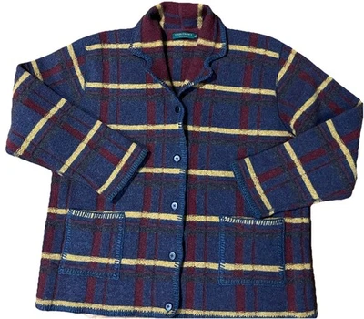 Cárdigan Suéter Grande Grueso Gaeltarra Irlanda Lana Alpaca Cuadros Foto 1 de 2