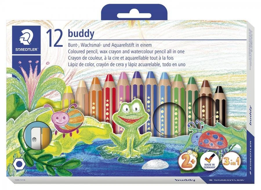 STAEDTLER Hexagonal-Buntstift buddy,12er Kartonetui +Spitzer - Bild 1 von 1