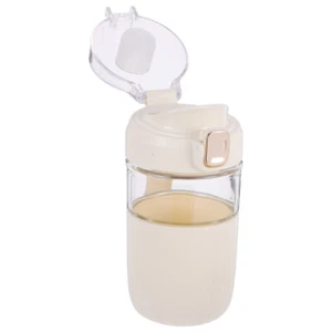 Glass Water Tumbler with Lid Water Bottle Coffee Cup Reusable Wide Mouth Cups - Picture 1 of 12