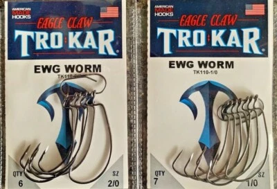 Eagle Claw TROKAR Hook EWG Worm TK110 Lazer Choose 1/0 - 5/0 FEDEX 2 Day Read