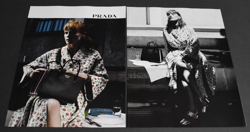 2016 Stampa Annuncio Tacchi Sexy Gambe Lunghe Moda Donna Testa Rossa Prada Abito Stile Arte