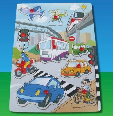 Holzpuzzle Verkehr ֎ Steckpuzzle ֎ Setzpuzzle ֎ Einlegepuzzle ֎ Kinderpuzzle OVP - Bild 1 von 2