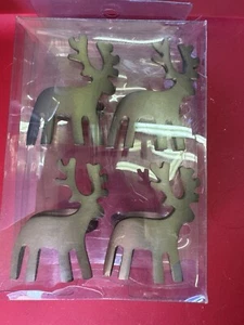 4 Pack Brass Colored Reindeer Napkin Rings Metal Target Threshold New - Picture 1 of 2