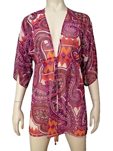 Camiseta túnica boho CAbi Chelsea Erte talla M cuello en V cordón encogerse de hombros cachemira nueva sin etiquetas - Imagen 1 de 6