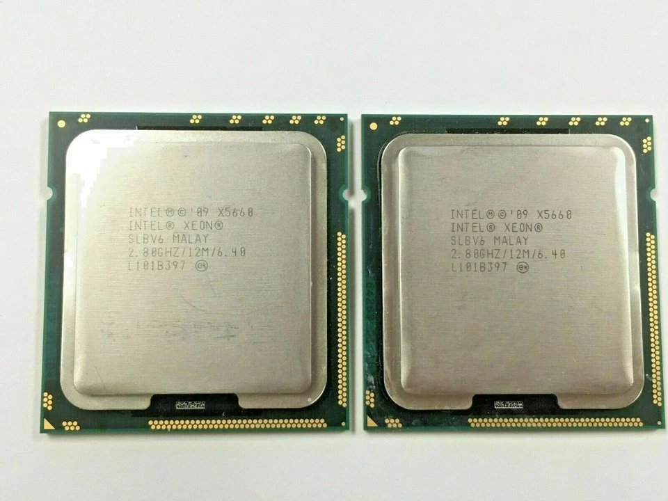 MATCHED PAIR Intel Xeon Processor CPU SLBV6 X5660 12M Cache 2.8 GHz 6.4GT/s 95w - Image 1 of 1