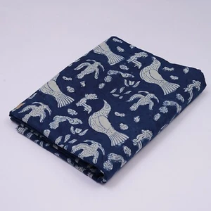 Animal Bird 5 Yard Craft Indian Hand block Print 100%Cotton Running Craft Fabric - Picture 1 of 7