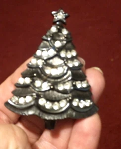 Craft Gunmetal Christmas tree brooch Gem-craft  - Picture 1 of 3