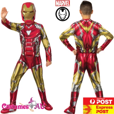 Kids Iron Man Classic Costume Child Superhero Halloween Boys Book Week Jumpsuit - image 1 of 4