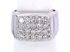 ANELLO DA UOMO ROBUSTO ORO BIANCO 14K PAVÈ DI DIAMANTI FASCIA SUPERIORE - Foto 1 di 6