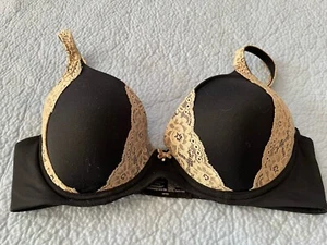 Soma RN 79984 Embraceable Lift Wireless T Shirt Bra Size 36 C Black/Ivory Lace - Picture 1 of 3