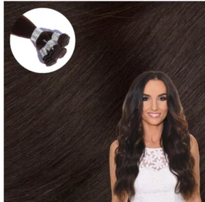 Cashmere 16”Hand Tied Dark Brown 100% Remy European Human Hair Extensions - Picture 1 of 9