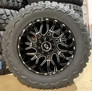 20x10 Vision 404 Brawl Black Wheels 35" MT Tires 8x180 Chevy Silverado 2500 3500 - Picture 1 of 4