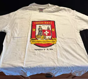 1994 Monroe Wisconsin Cheese Days T Shirt 2XL Heather White Oneita 80th Annivers - Picture 1 of 3