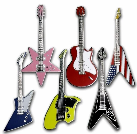 Somalia 1 DOLLAR NEW 2004 GUITAR SHAPE Rare Set 6 Different COLOURED Silver COIN Cover