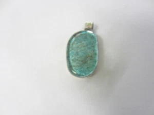 Beautiful Vintage Sterling Silver 925 Dichroic Glass Turquoise Pendant 1 1/2" - Picture 1 of 3