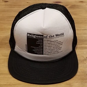 Funny Religion Hat Cap Snapback Vintage SH*T Happens Atheist Humor Trucker - Picture 1 of 9