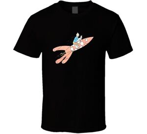 Tintin And Snowy On Rocket Vintage Retro Style T-shirt And Apparel T Shirt