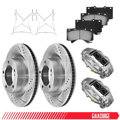 Front Brake Pad Rotor and Calipers For 2016-2019 2020 2021 Toyota Tundra Sequoia - Image 1 of 4