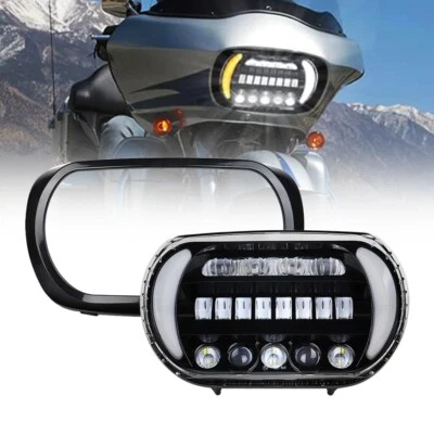 Faro de proyección LED DRL con intermitente amarillo para Harley Road Glide 2004-13 Foto 1 de 4
