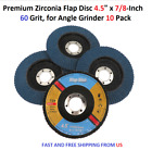 Premium Zirconia Flap Disc 4.5" x 7/8-Inch, 60 Grit, for Angle Grinder 10 Pack  