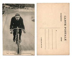 Radfahrer Les Sports Van-Der-Struyft Stayer belgisch französisch RPPC Maleuit Postkarte - Bild 1 von 1